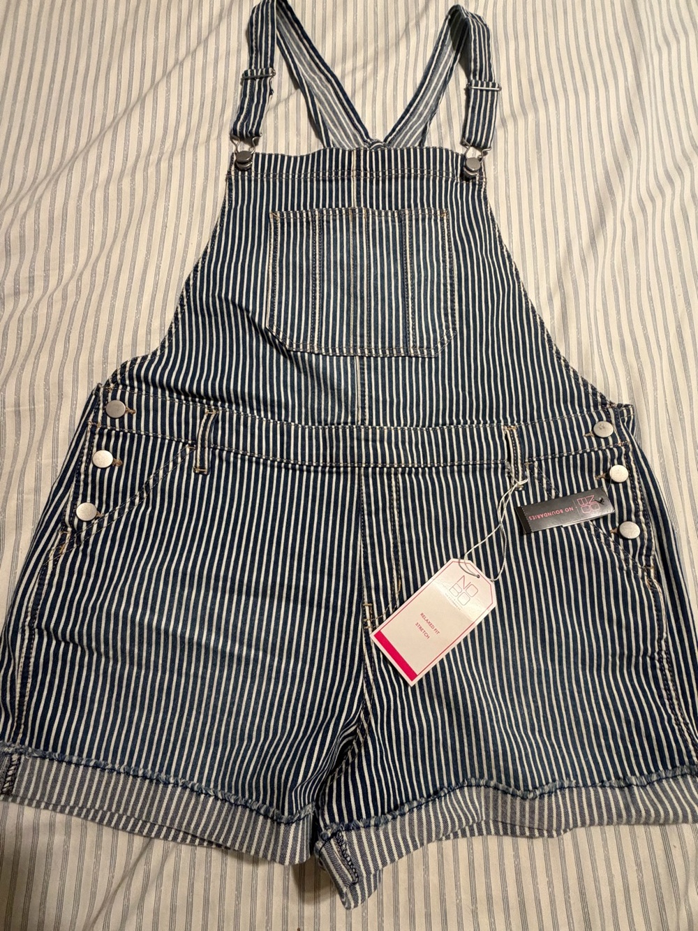 2 for$6✨No Boundaries Striped Short Overalls Size XXXL
